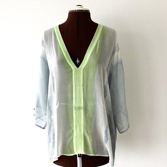 Floaty Silk Chiffon Watermrk Print Top - Picture 1 of 6